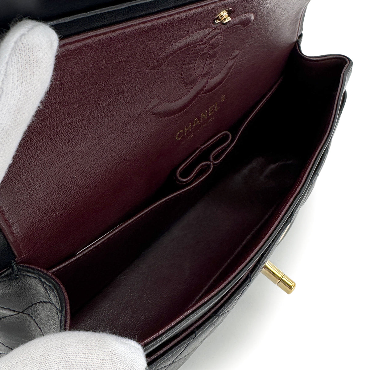 CHANEL VINTAGE CLASSIC FLAP SMALL CHAIN SHOULDER BAG BLACK LAMB SKIN 90282273