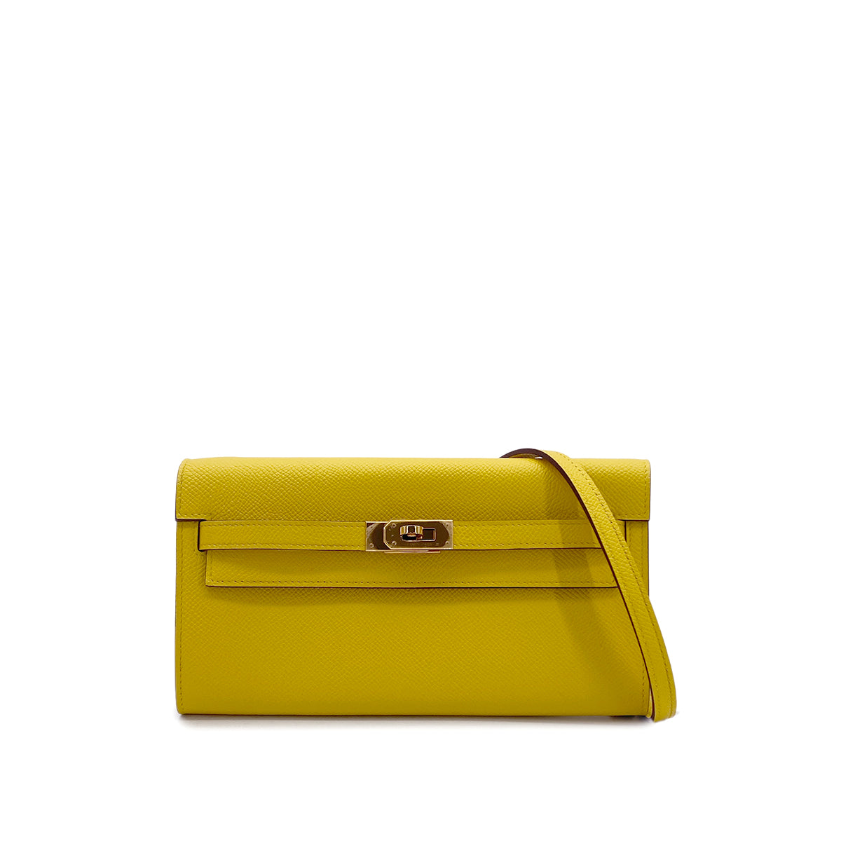 HERMES KELLY WALLET LONG TO GO JAUNE DE NAPLES VEAU EPSOM WALLET SHOULDER BAG B GHW 90282275
