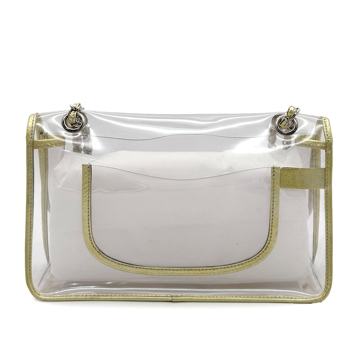 CHANEL VINTAGE CLEAR SHOULDER BAG GOLD VINYL LEATHER 90282741