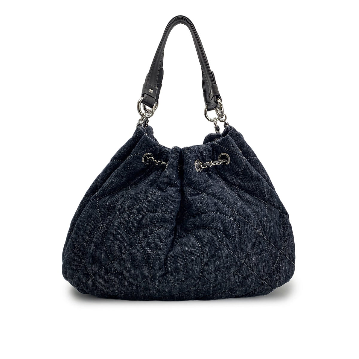 CHANEL VINTAGE COCOCABAS MATELASSE CHAIN TOTE SHOULDER BAG BLUE DENIM 90282758