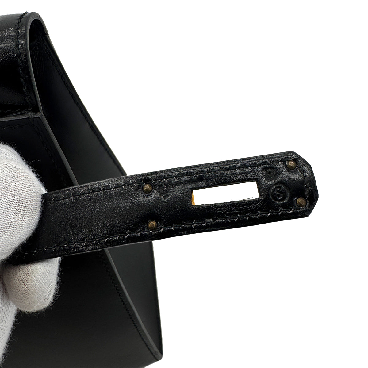 HERMES KELLY 28 SELLIER BLACK BOXCALF HAND BAG 〇S GHW 90283109