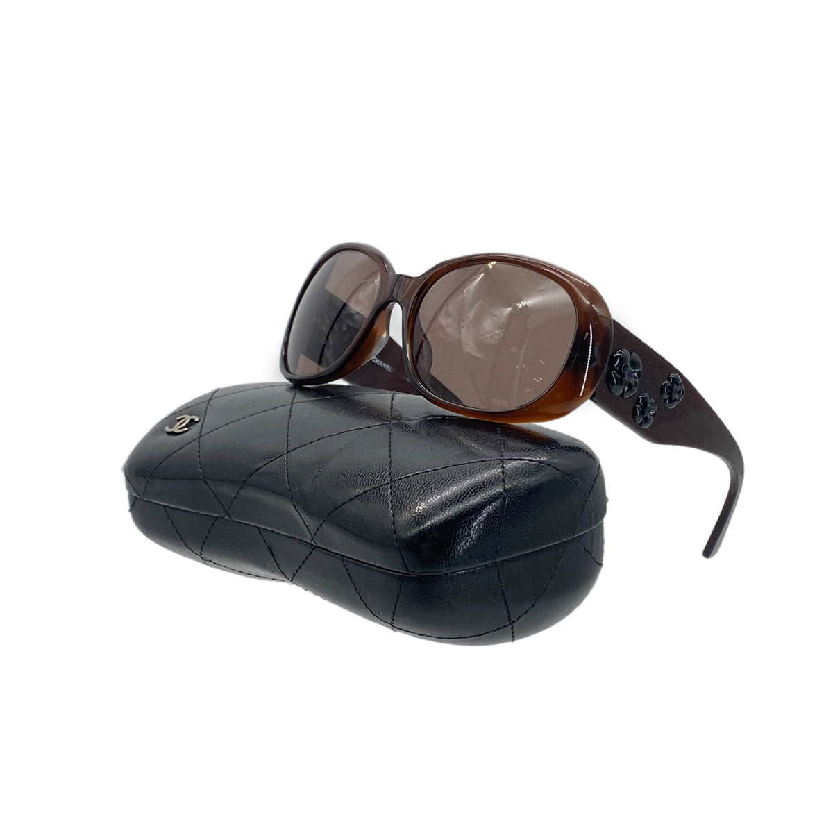 CHANEL VINTAGE SUNGLASSES CAMELLIA BROWN EYEWEAR 90283594