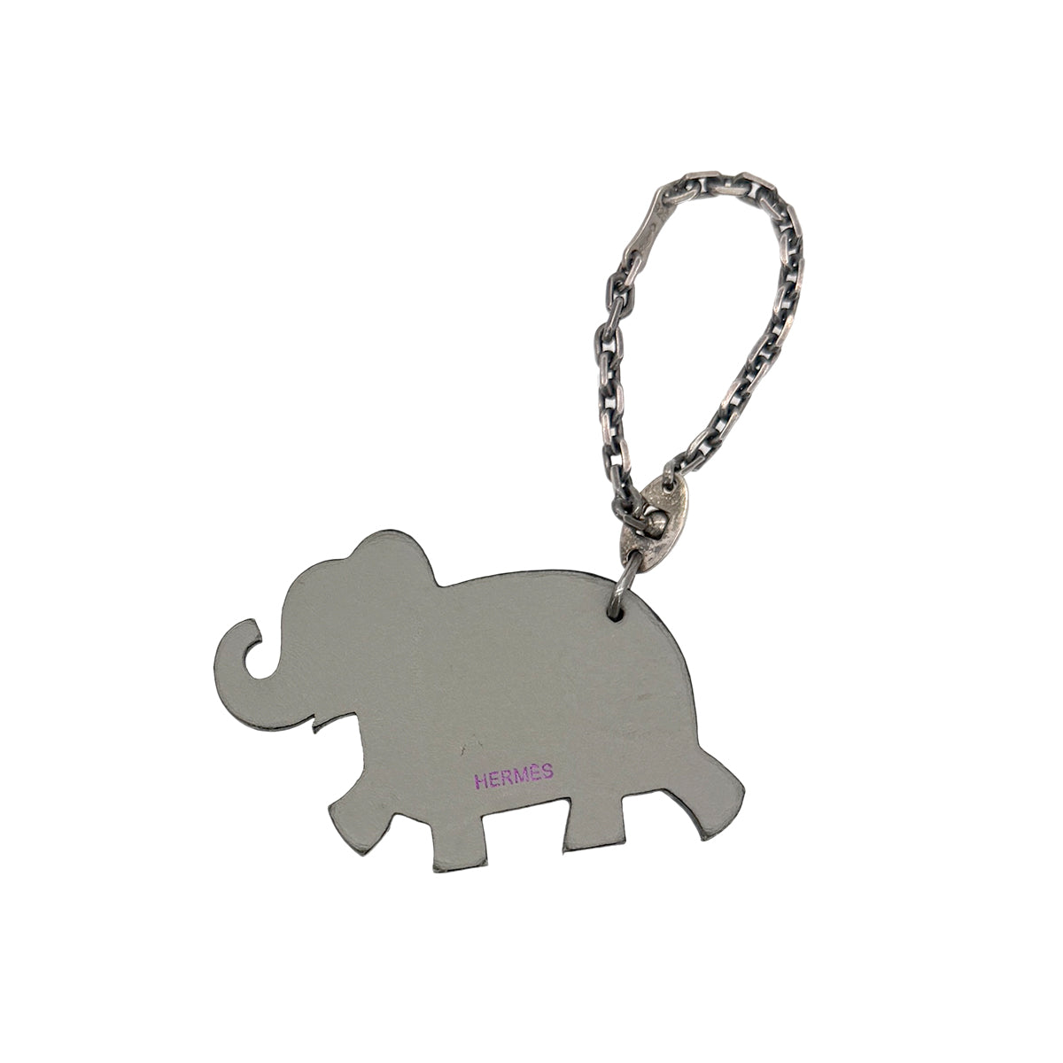 HERMES BAG CHARM ELEPHANT PURPLE LEATHER SV925 90283601 - PURPOSE