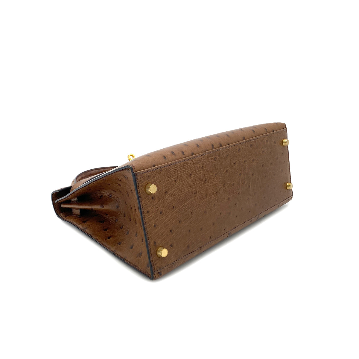 HERMES KELLY 28 SELLIER ETRUSQUE OSTRICH HAND SHOULDER BAG □A GHW 90283904