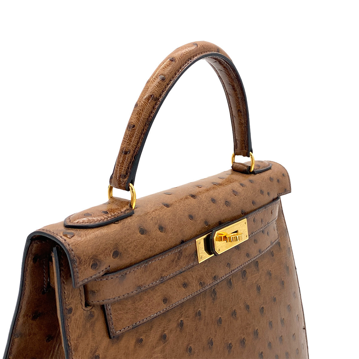 HERMES KELLY 28 SELLIER ETRUSQUE OSTRICH HAND SHOULDER BAG □A GHW 90283904