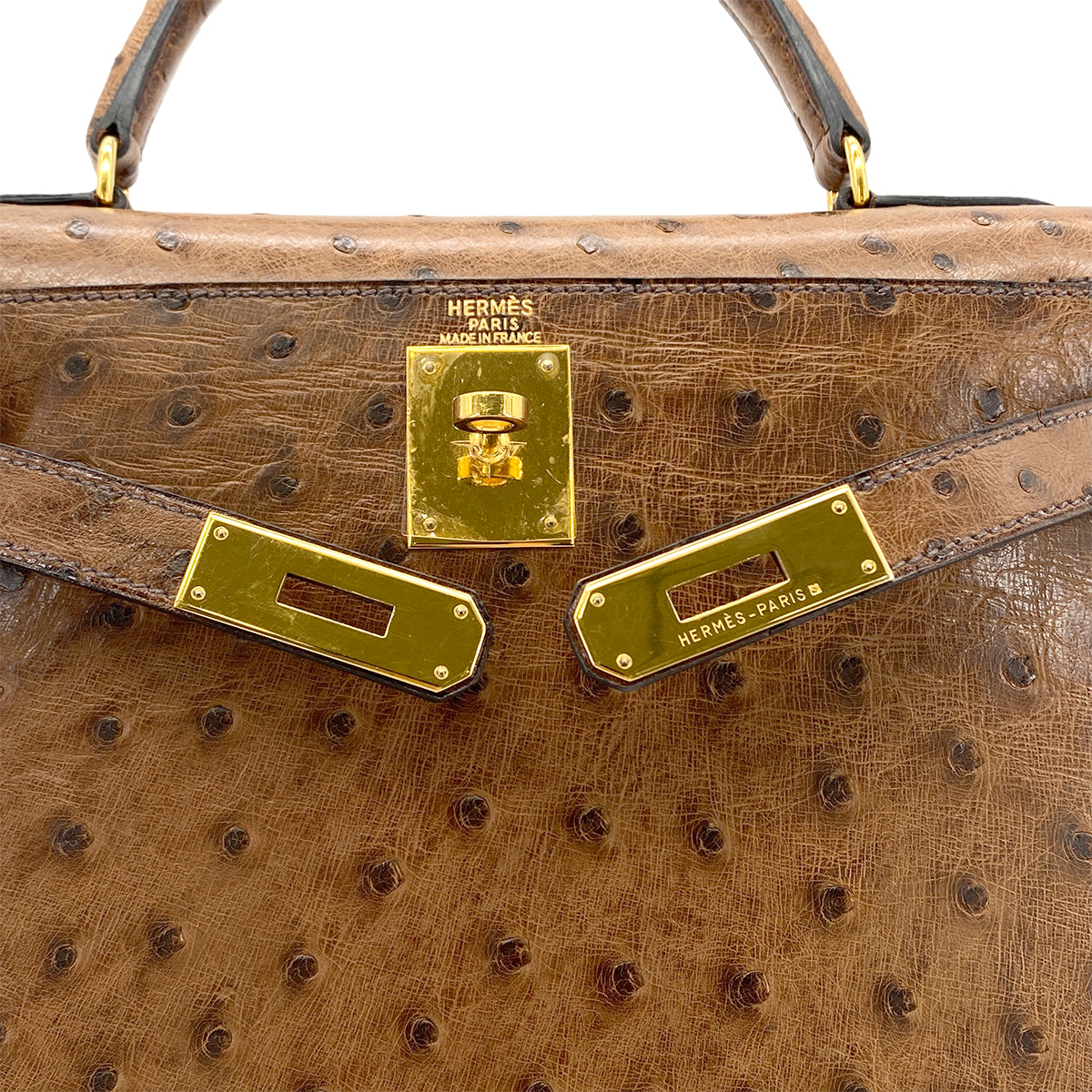 HERMES KELLY 28 SELLIER ETRUSQUE OSTRICH HAND SHOULDER BAG □A GHW 90283904