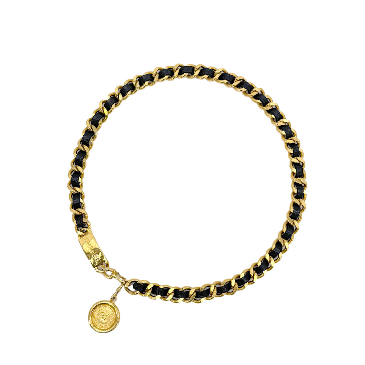 CHANEL VINTAGE CHAIN BELT LEATHER COCOMARK ACCESSORY 90283918