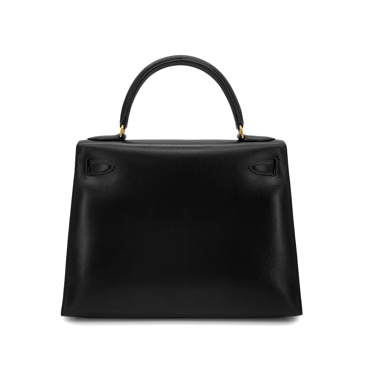 HERMES KELLY 28 SELLIER BLACK BOXCALF HAND SHOULDER BAG □A GHW 90283968