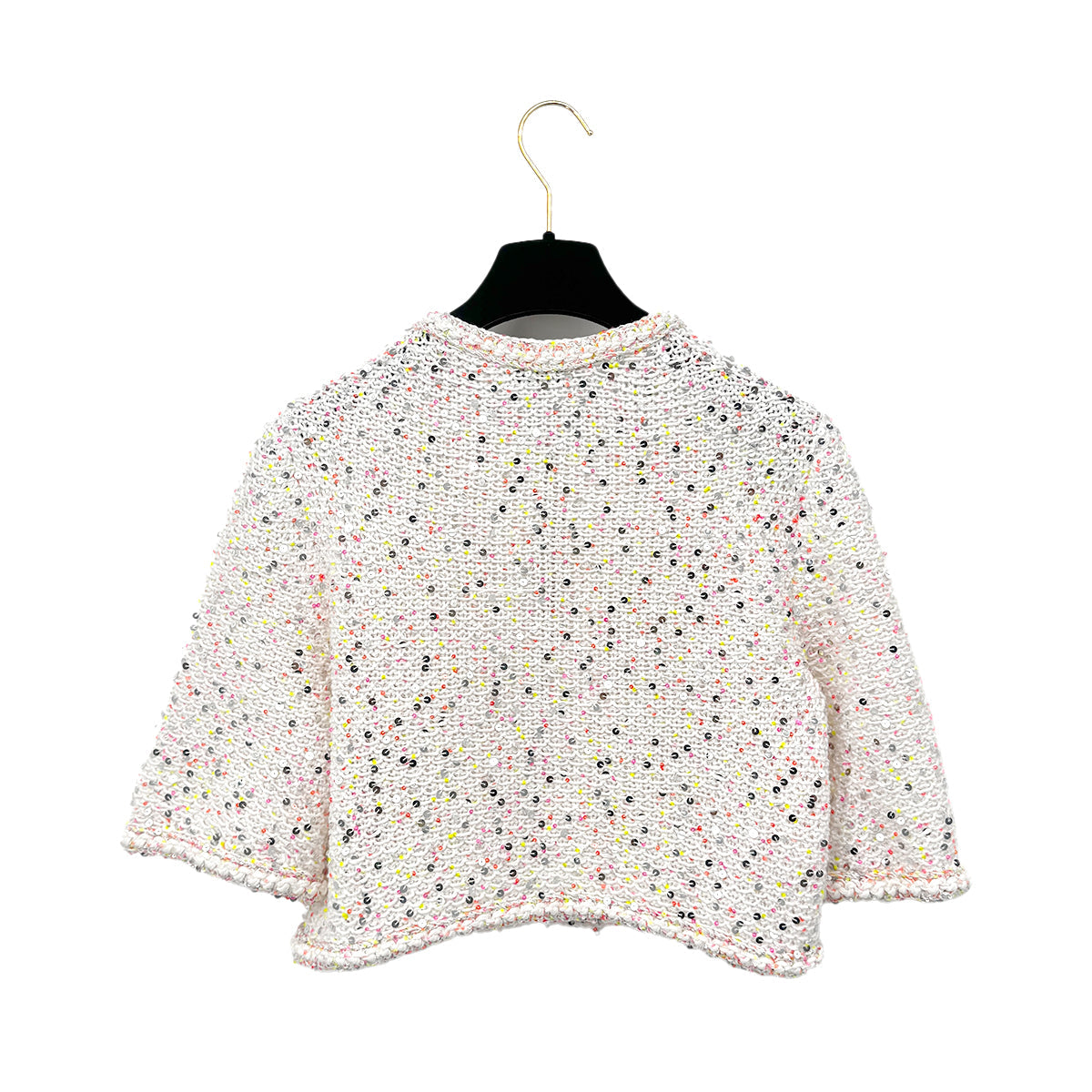 CHANEL GLITTER JACKET COCOMARK RHINESTONE SEQUINS WHITE COTTON 34 P76 RTW 90284024 - PURPOSE