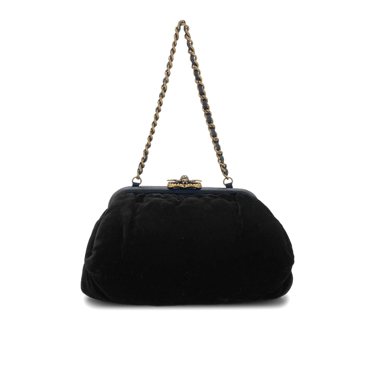 CHANEL BEE CHAIN SHOULDER BAG BLACK VELOR 90284156