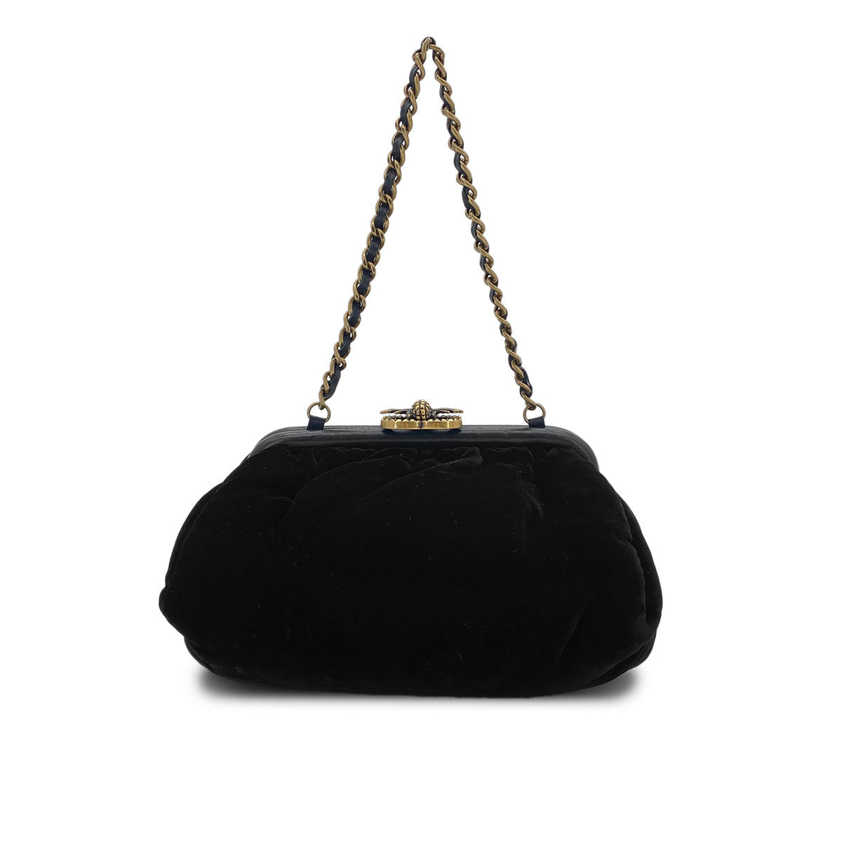 CHANEL BEE CHAIN SHOULDER BAG BLACK VELOR 90284156