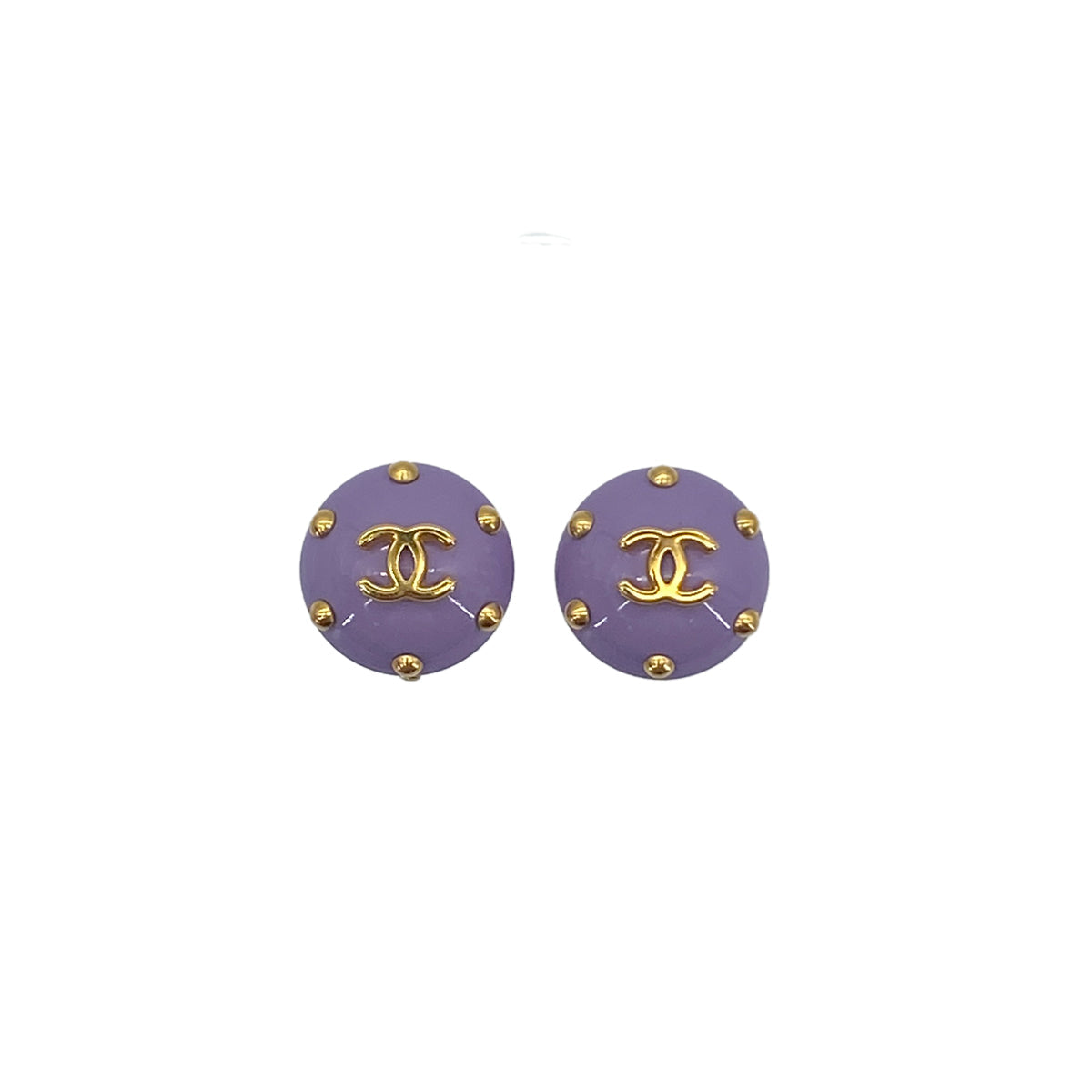 CHANEL VINTAGE EARRINGS COCOMARK ROUND DOT STUDS ACCESSORY PURPLE PLASTIC 96C 90284392 - PURPOSE