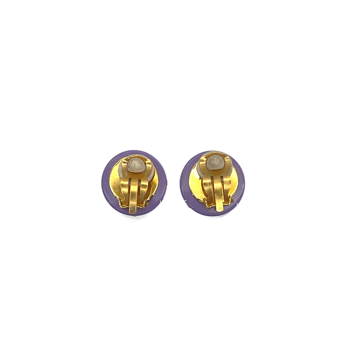 CHANEL VINTAGE EARRINGS COCOMARK ROUND DOT STUDS ACCESSORY PURPLE PLASTIC 96C 90284392 - PURPOSE