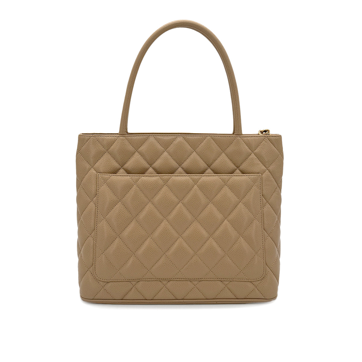 CHANEL VINTAGE MEDALLION TOTE BAG BEIGE CAVIAR SKIN 90284878