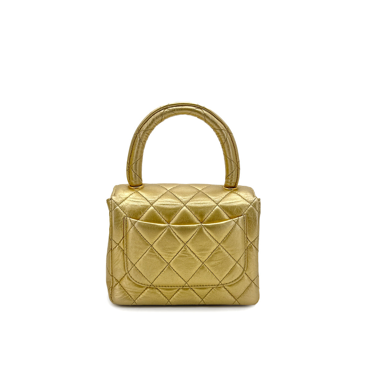 CHANEL VINTAGE PARENT-CHILD BAG METALLIC GOLD LAMB SKIN 90284890