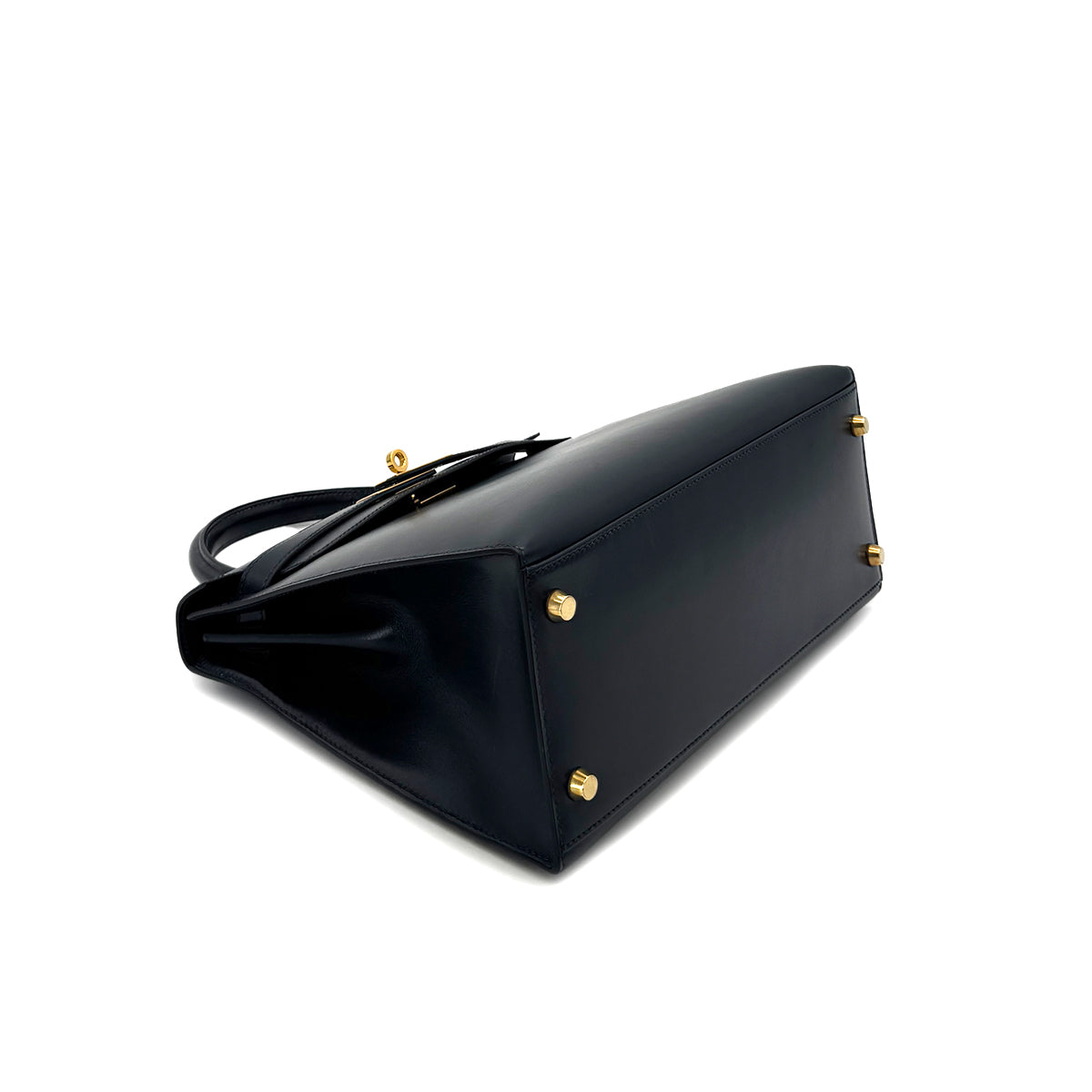 HERMES KELLY 28 SELLIER BLUE INDIGO BOXCALF HAND SHOULDER BAG 〇Z GHW 90285100