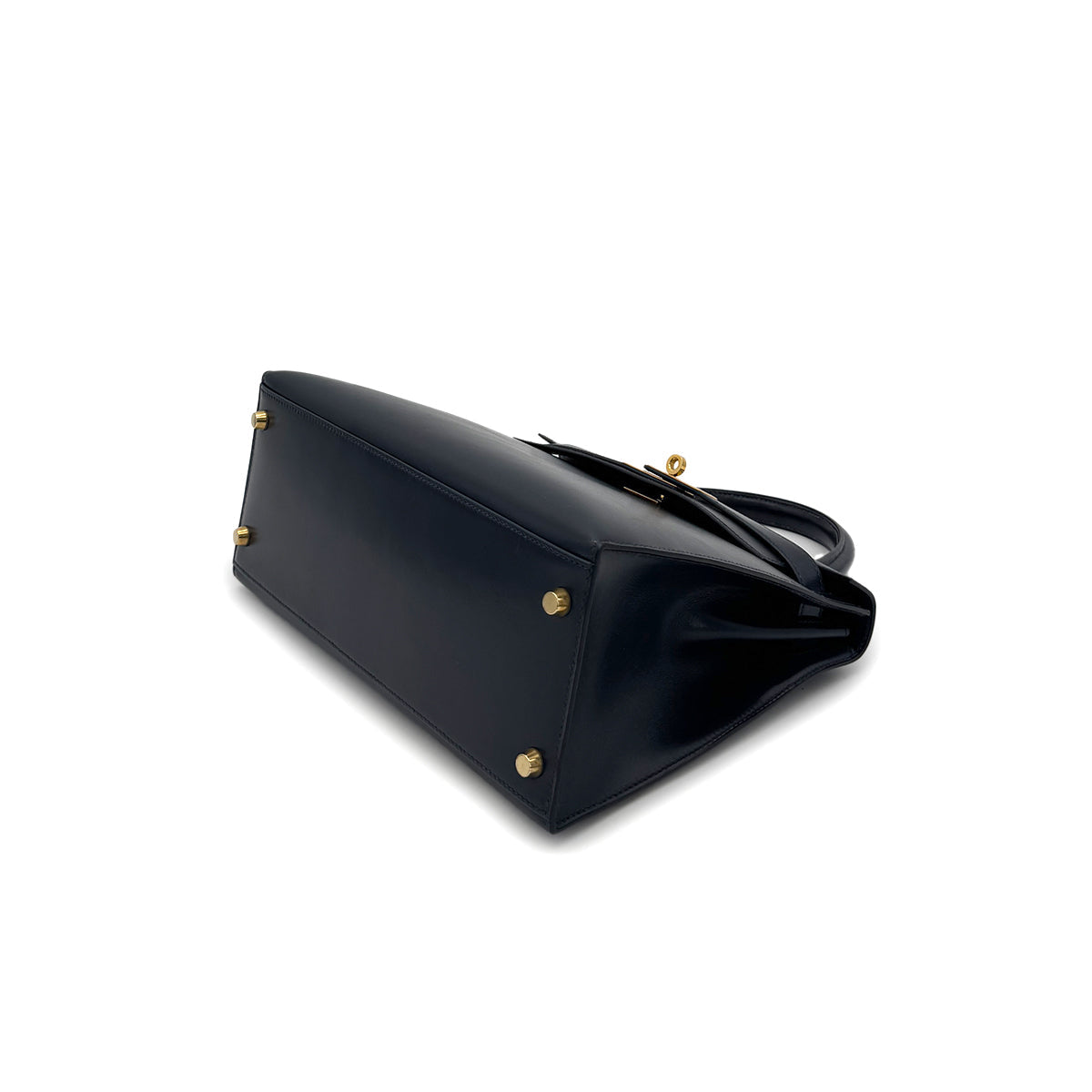 HERMES KELLY 28 SELLIER BLUE INDIGO BOXCALF HAND SHOULDER BAG 〇Z GHW 90285100