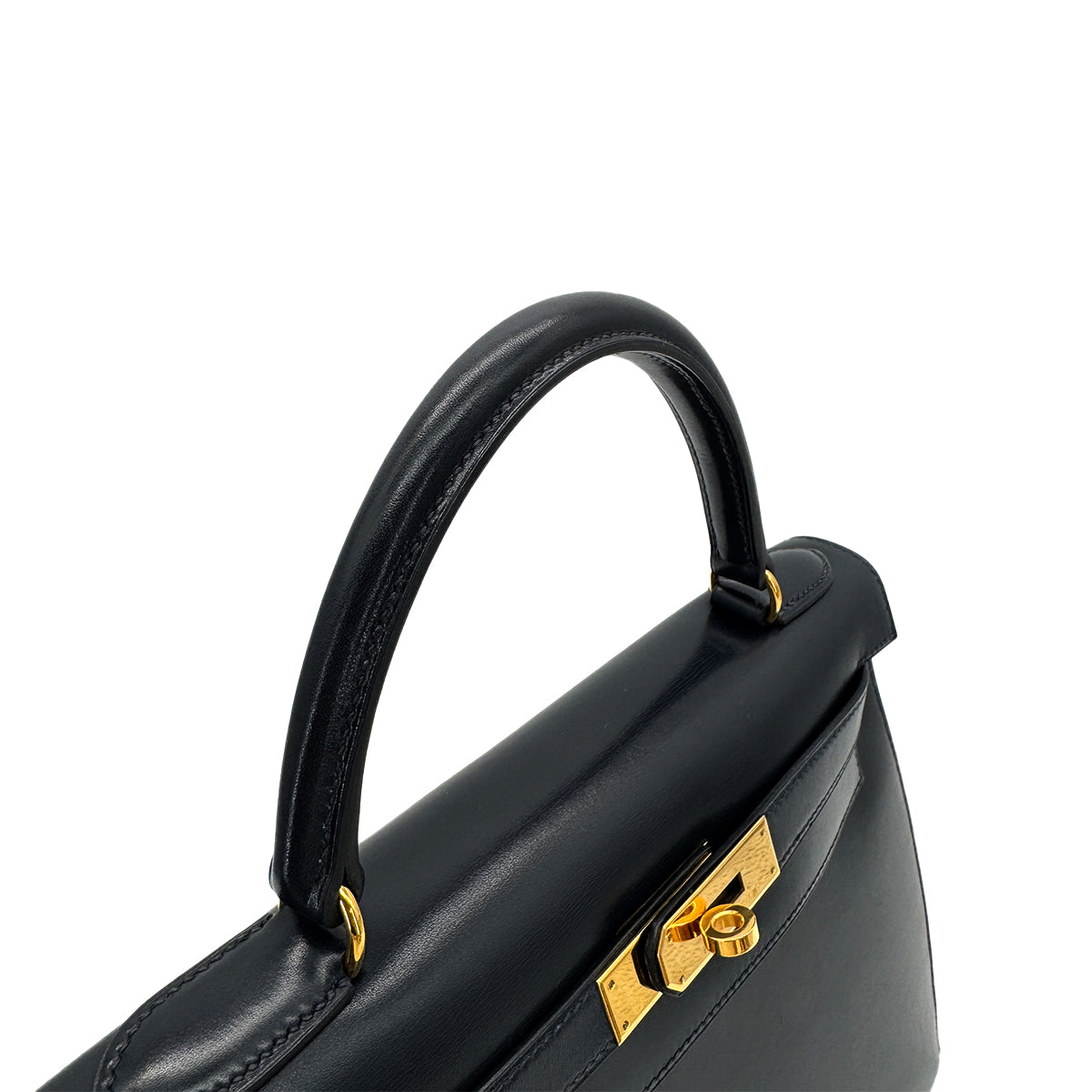 HERMES KELLY 28 SELLIER BLUE INDIGO BOXCALF HAND SHOULDER BAG 〇Z GHW 90285100