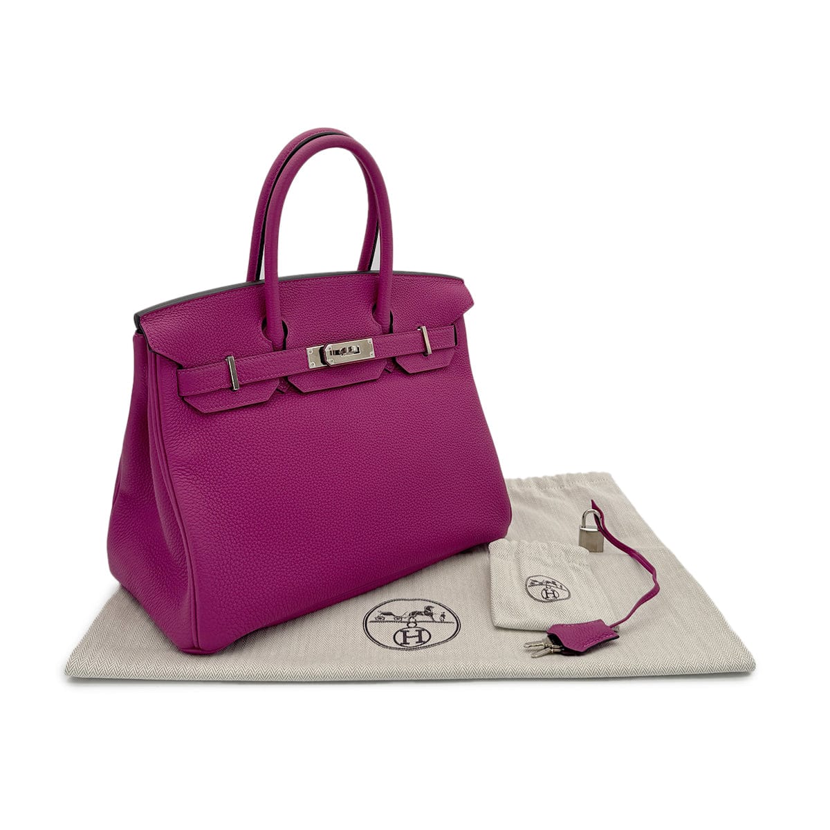 HERMES BIRKIN 30 ROSE PURPLE TOGO HAND BAG C PALLADIUM HARDWARE 90285372 - PURPOSE