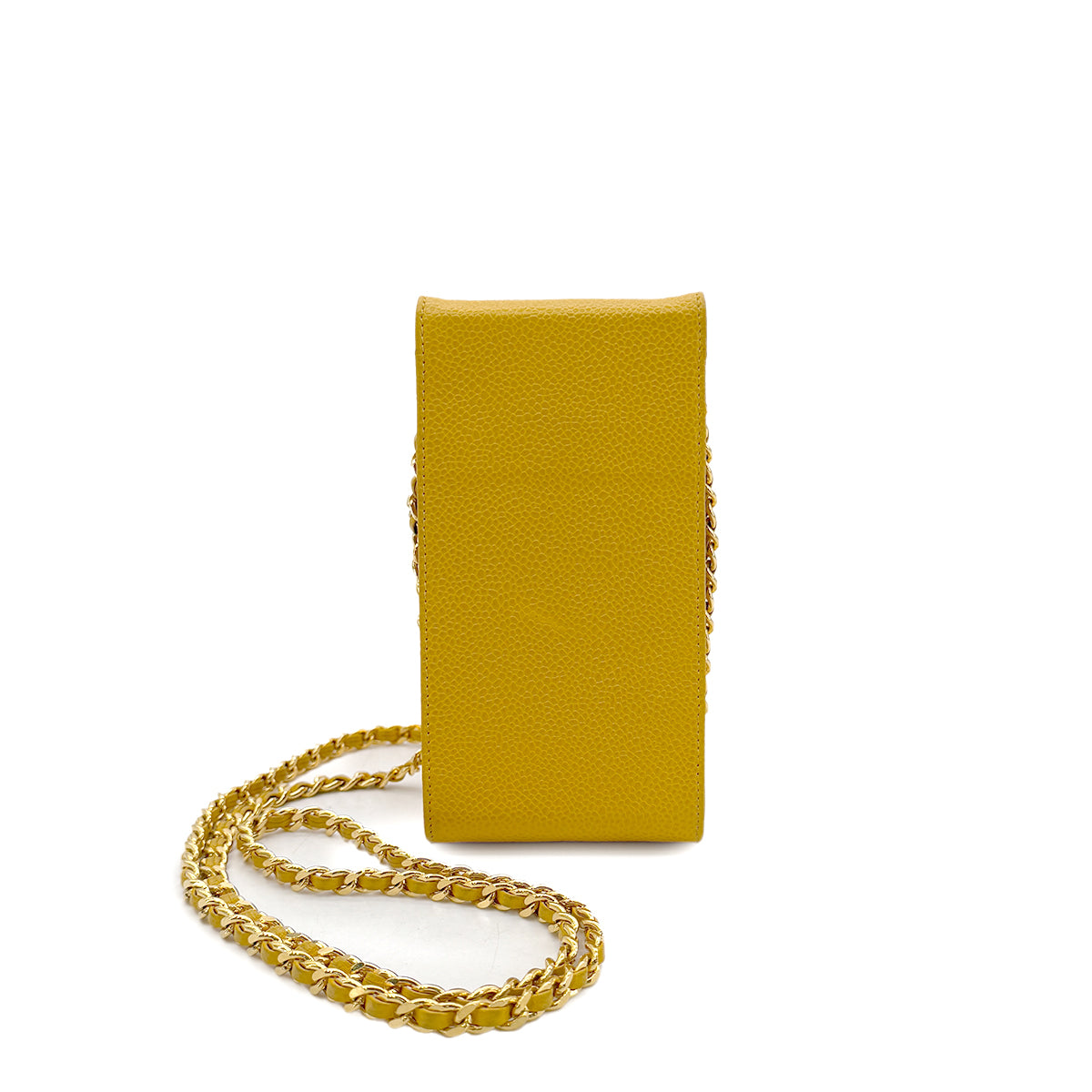 CHANEL VINTAGE BIG COCO CHAIN SHOULDER BAG YELLOW CAVIAR SKIN 90286009