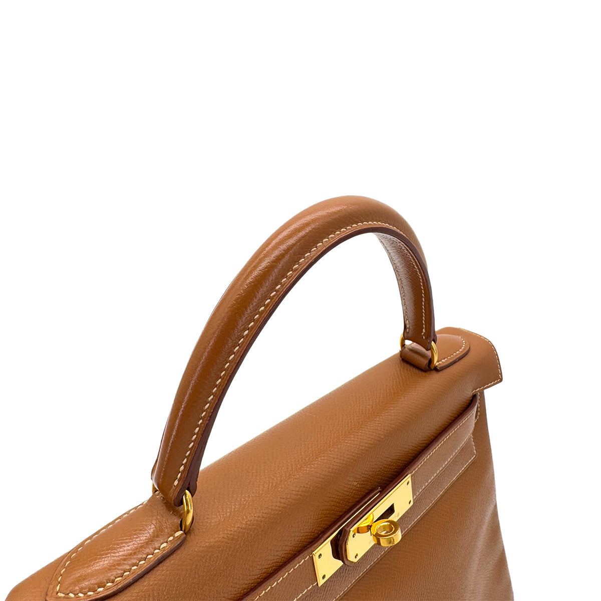 HERMES KELLY 28 RETOURNE GOLD COUCHEVEL HAND SHOULDER BAG □B GHW 90286020