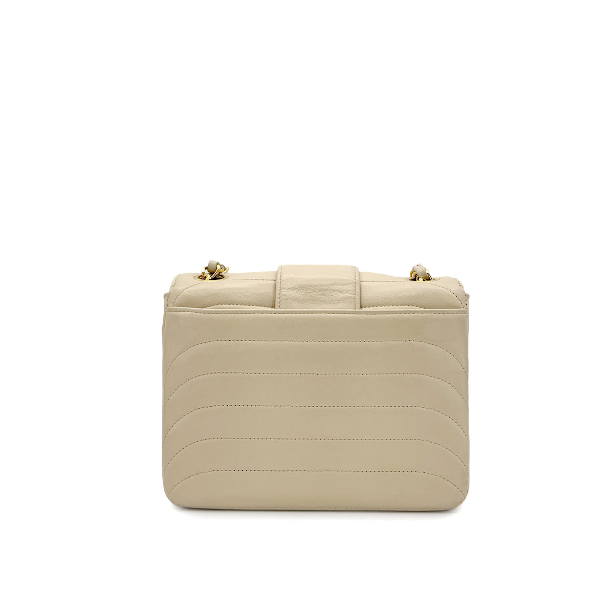CHANEL VINTAGE SEAGULL CHAIN SHOULDER FLAP BAG BEIGE LAMB SKIN 90286582 - PURPOSE