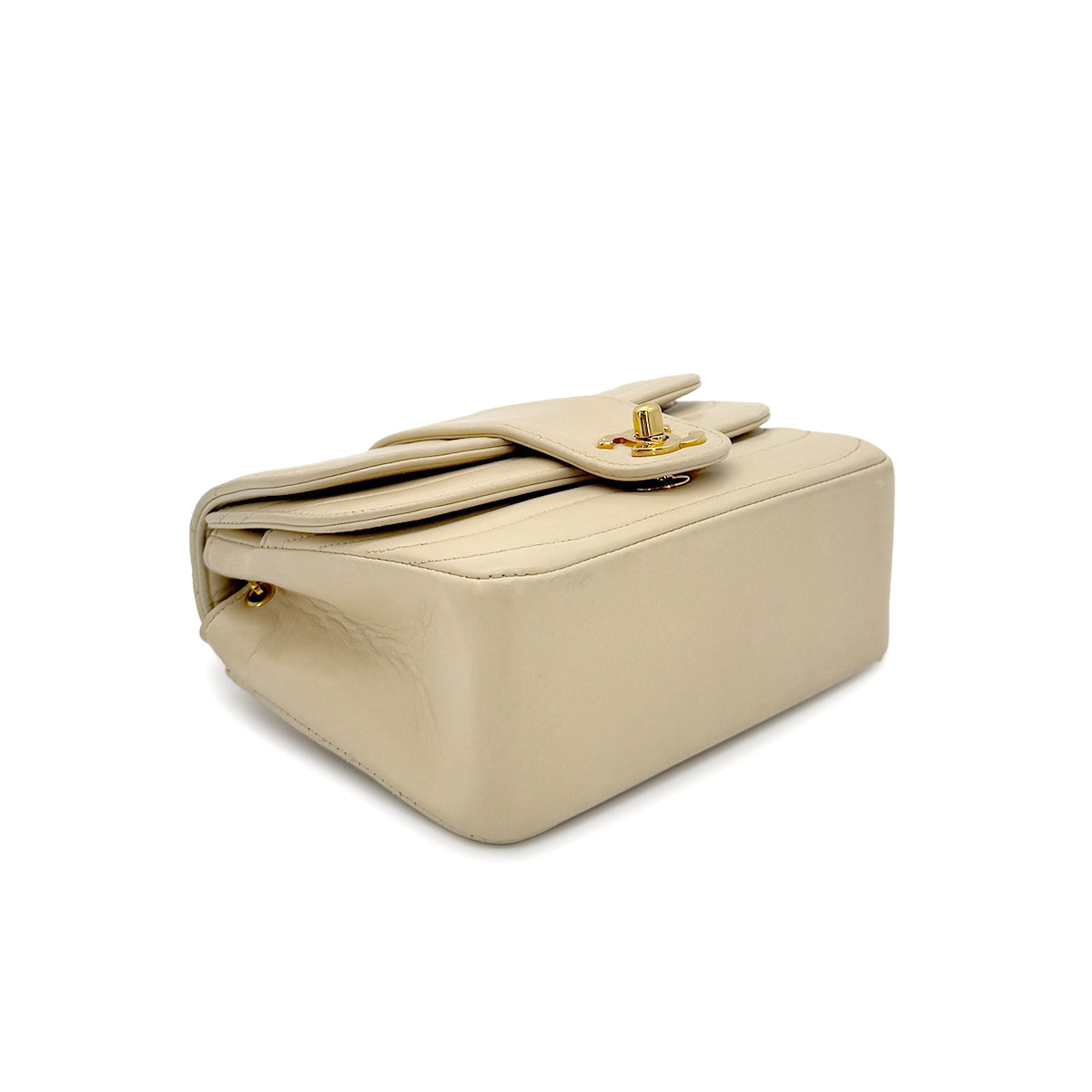 CHANEL VINTAGE SEAGULL CHAIN SHOULDER FLAP BAG BEIGE LAMB SKIN 90286582 - PURPOSE
