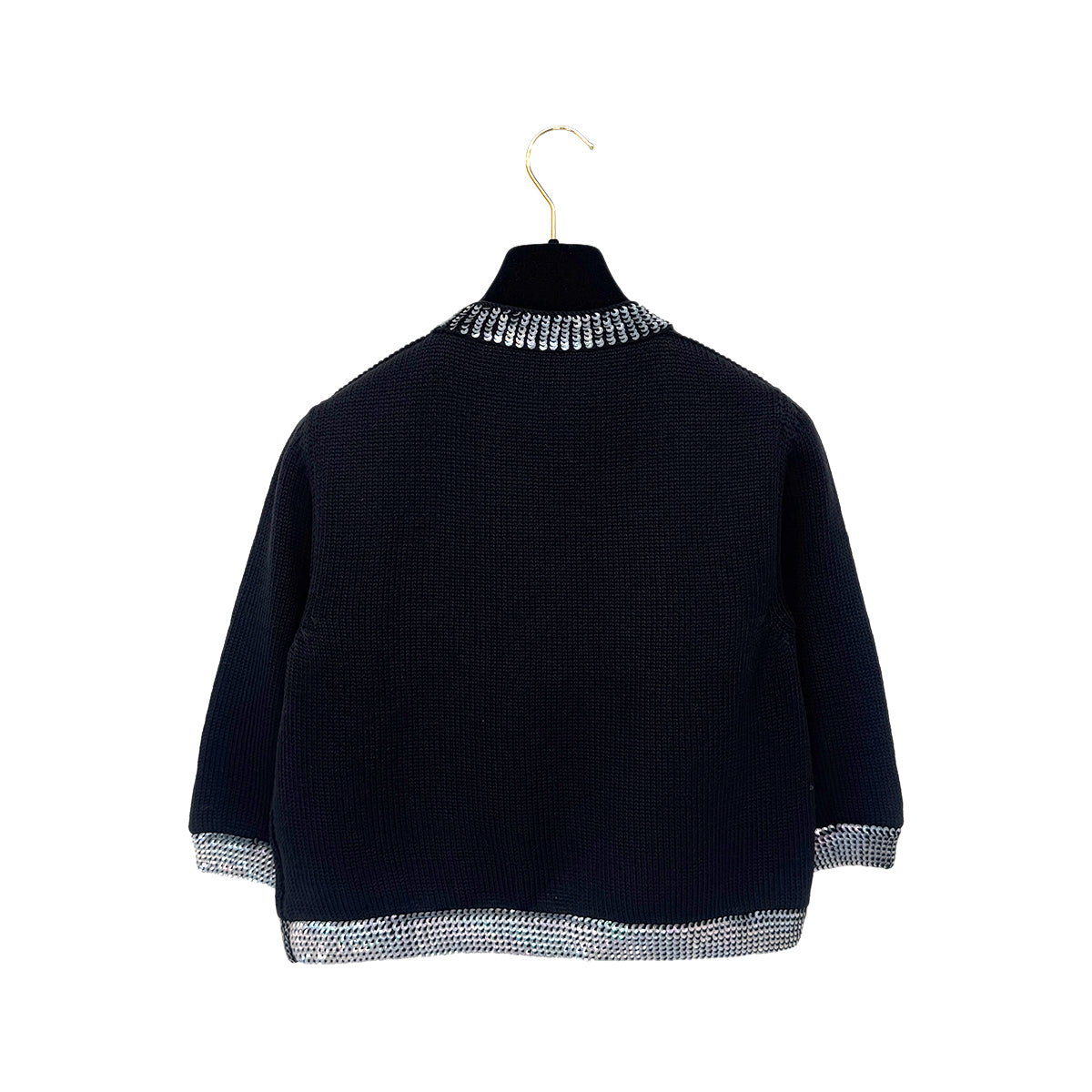 CHANEL VINTAGE COCOMARK TWIN KNIT SEQUINS CARDIGAN SLEEVELESS TOPS BLACK WOOL 38 99A RTW 90286925 - PURPOSE