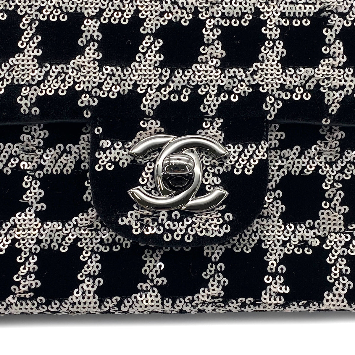 CHANEL CHAIN SHOULDER BAG BLACK VELOR SEQUINS 90287108