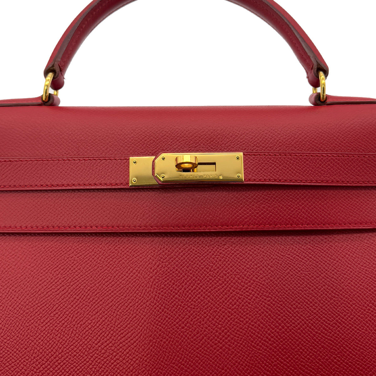HERMES KELLY 32 SELLIER ROUGE VIF COUCHVEL HAND SHOULDER BAG □B GHW 90287877