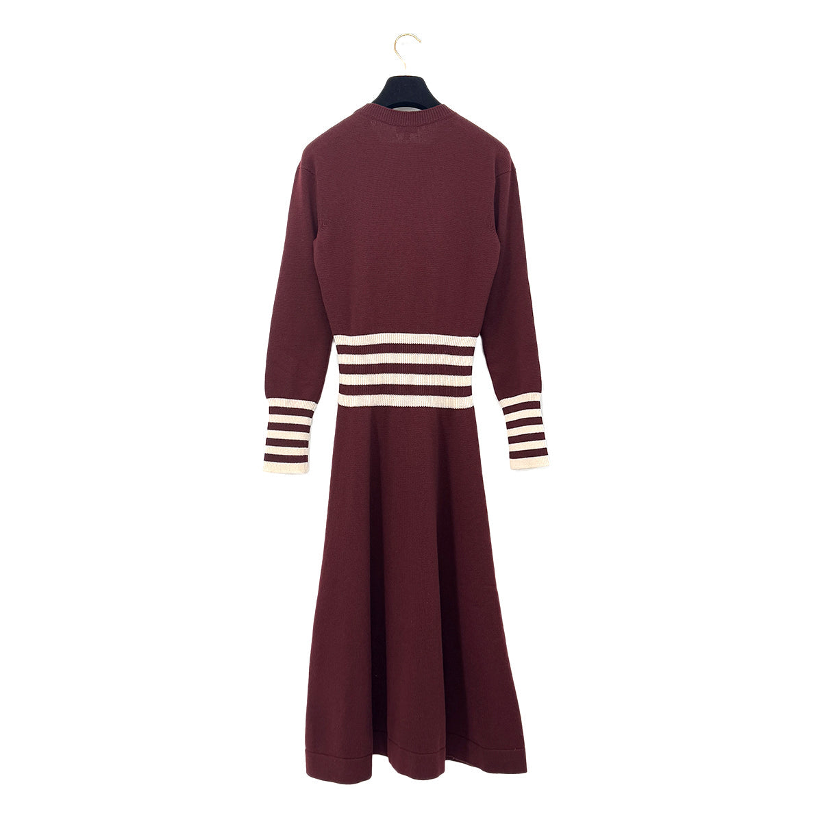 CHANEL COCO BUTTON LONG SLEEVE KNIT DRESS BURGUNDY CASHMERE 38 P55 RTW 90288041