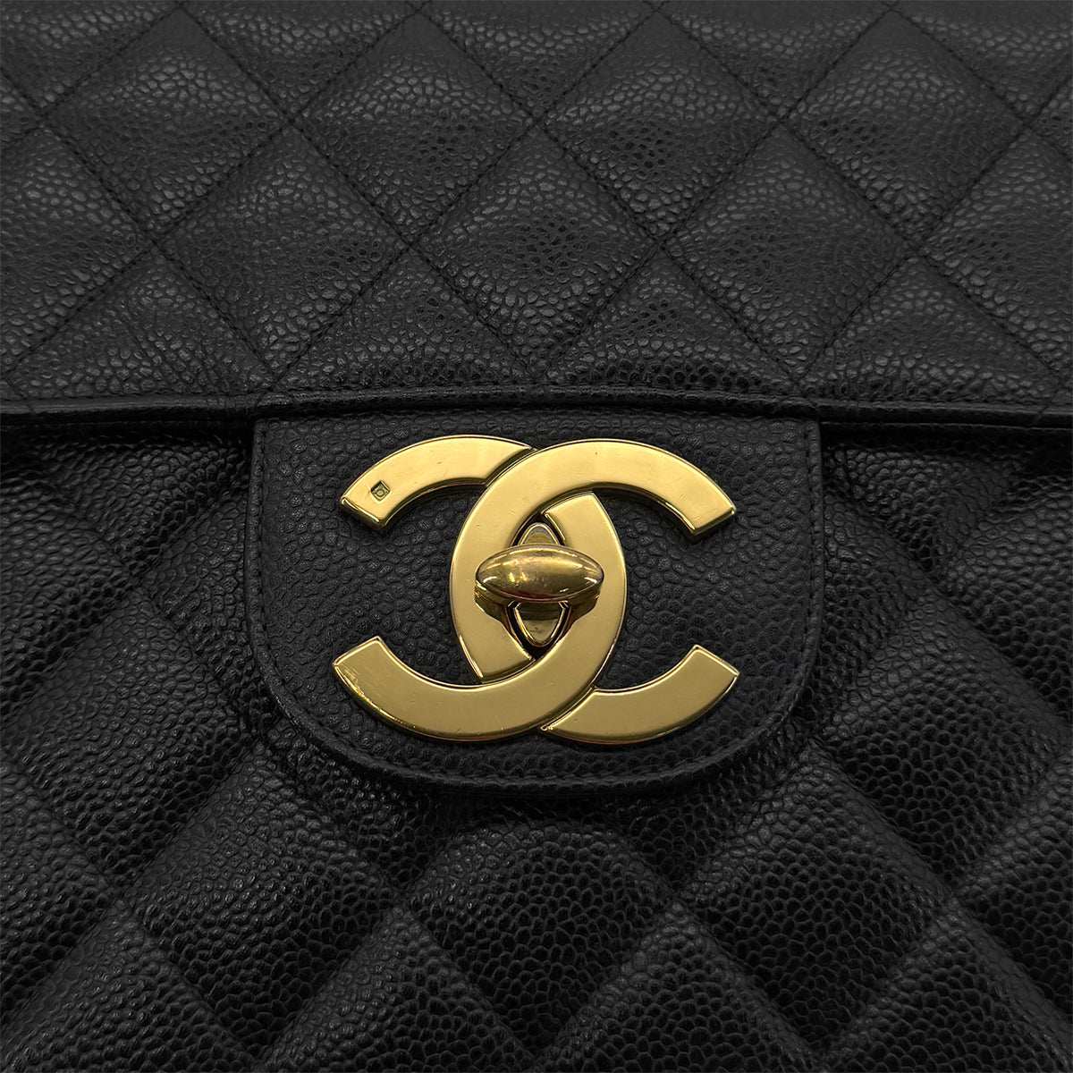 CHANEL VINTAGE JUMBO MATELASSE 30 CHAIN SHOULDER BAG BLACK CAVIAR SKIN 90289065
