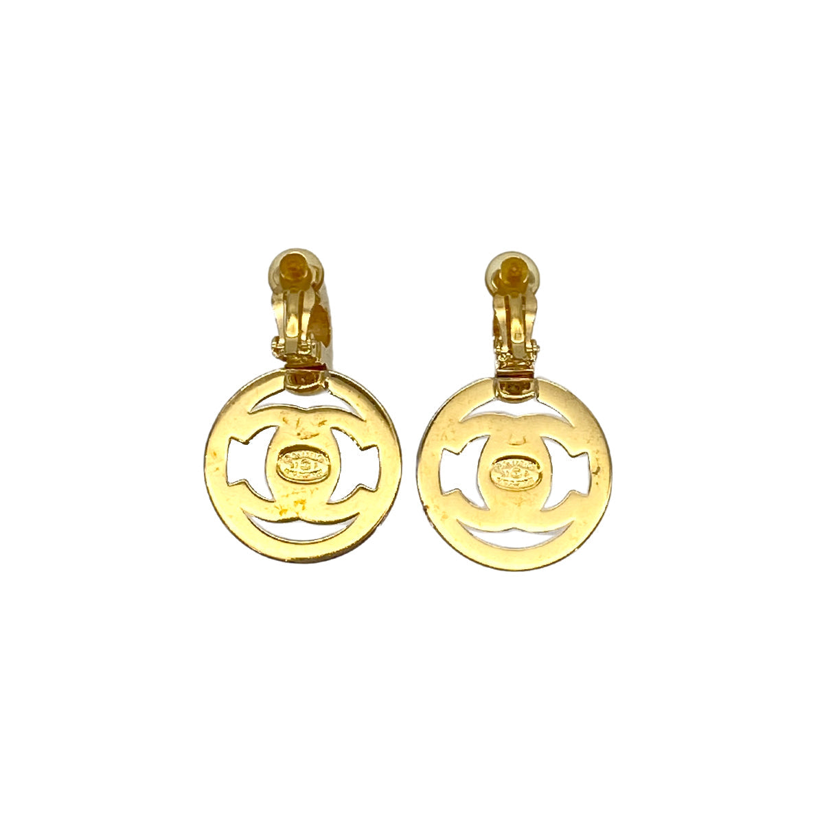 CHANEL VINTAGE EARRINGS COCOMARK TURM LOCK GOLD ACCESSORY 97P 90291247