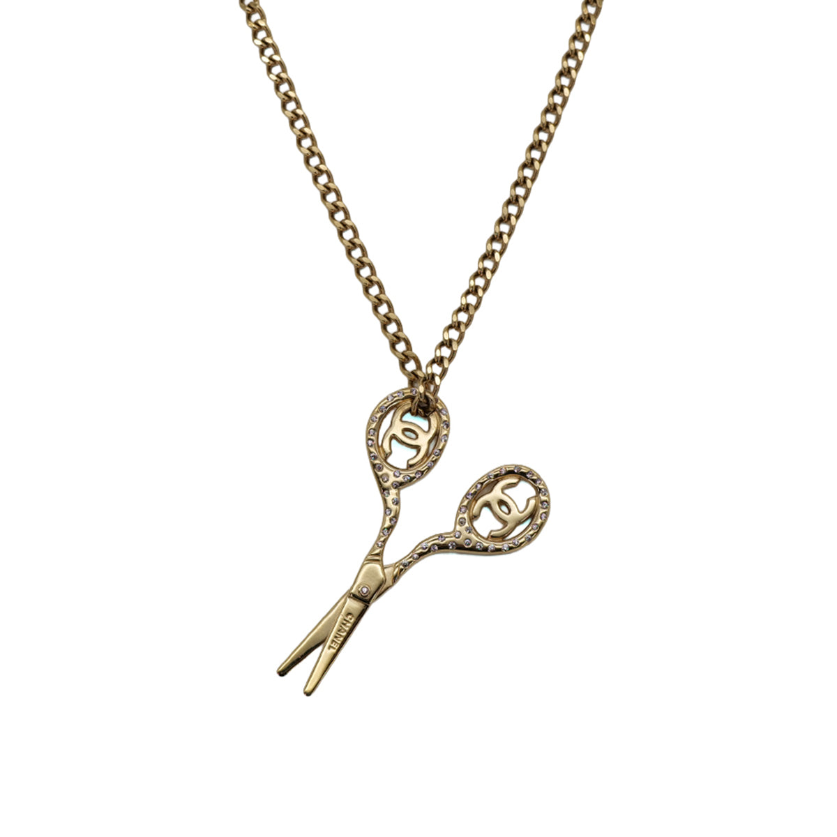 CHANEL NECKLACE SCISSORS COCOMARK RHINESTONE ACCESSORY 02P 90291341