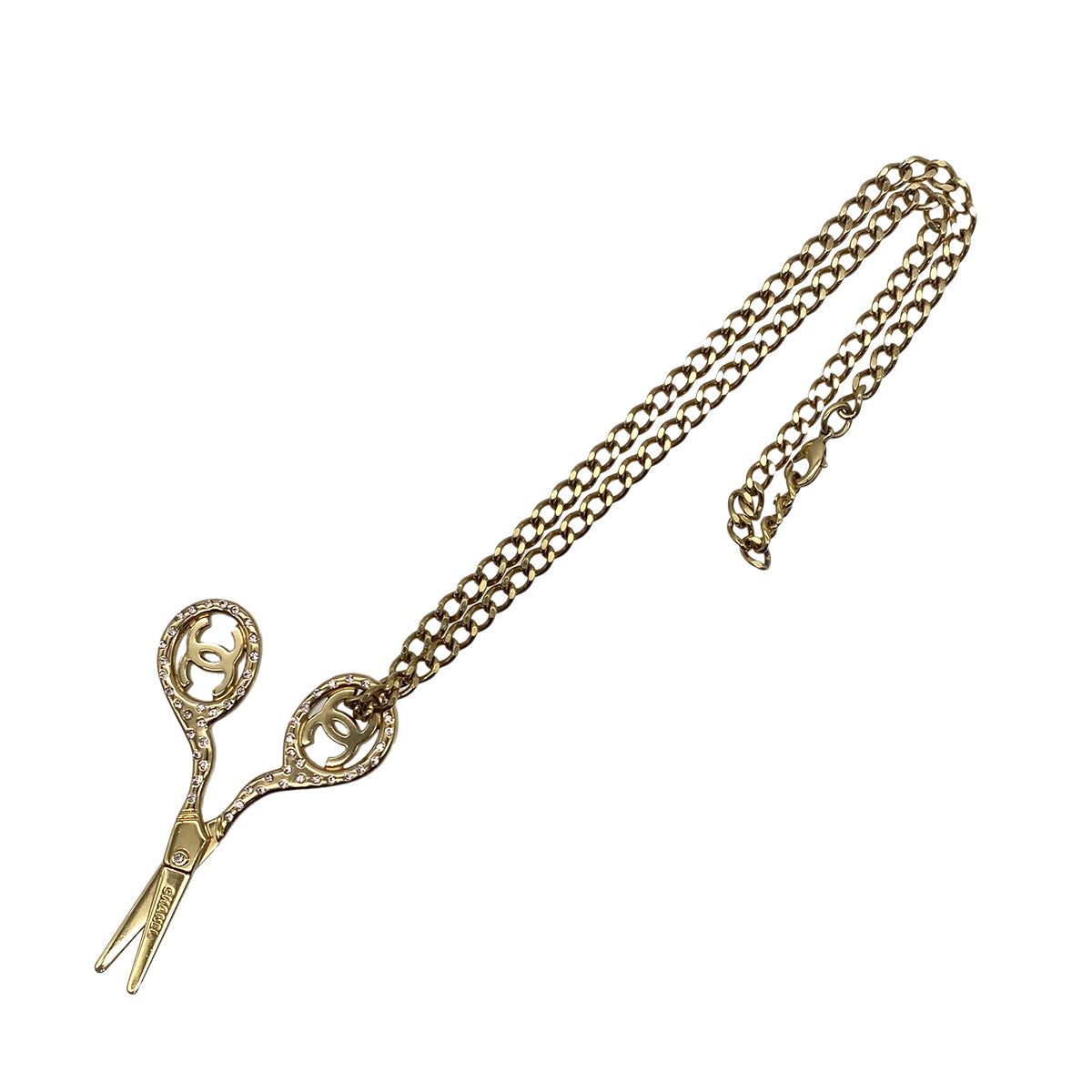 CHANEL NECKLACE SCISSORS COCOMARK RHINESTONE ACCESSORY 02P 90291341