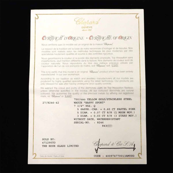 Chopard Happy Sports Two-tone Watch 27 8246 42 Women's Watch with 4 Diamonds, Moon and Stars, White Shell, and Yellow Gold Quartz Movement (90291420)