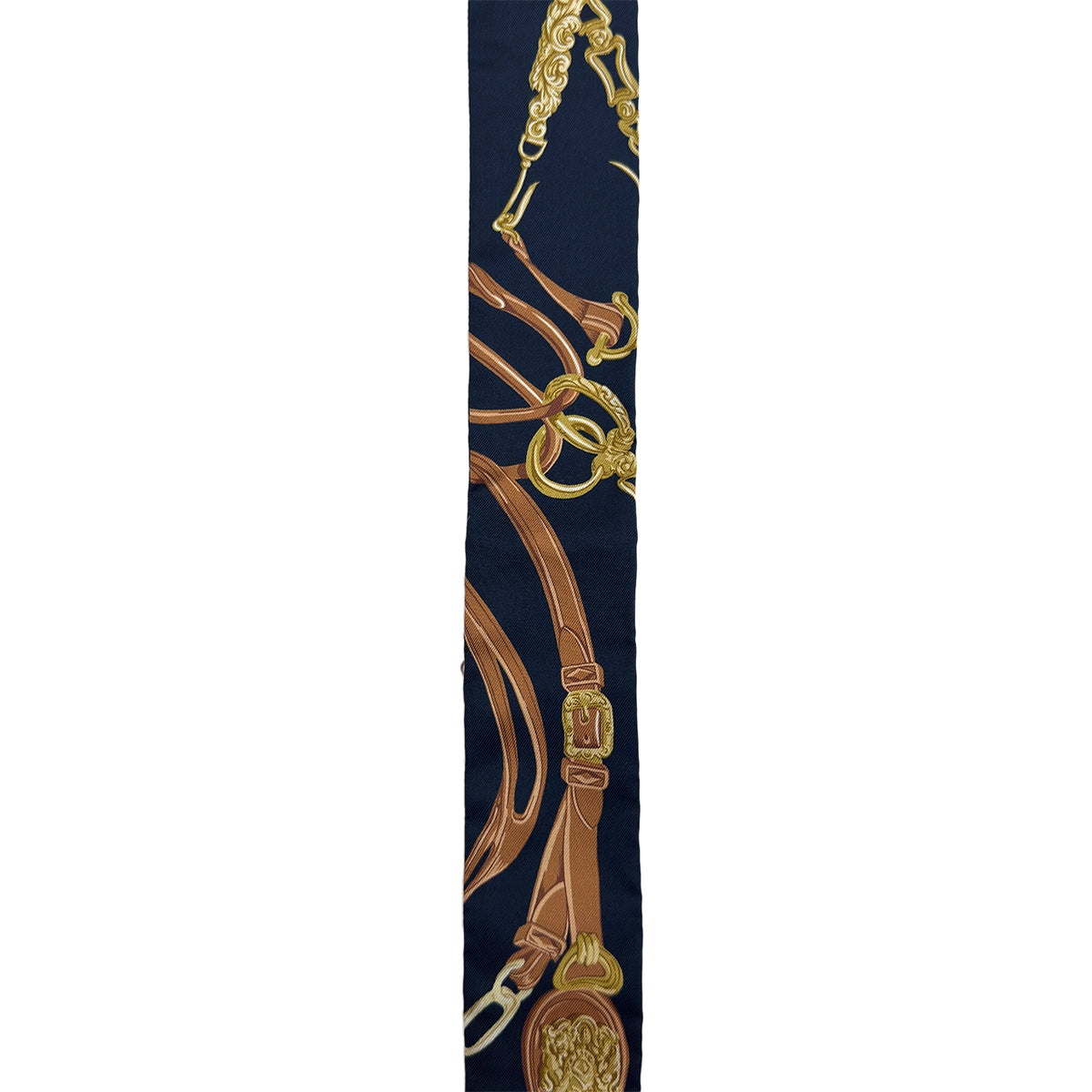 HERMES TWILLY BRIDES DE GALA APPLIQUE PIQUE SCARF NAVY SILK 90292056