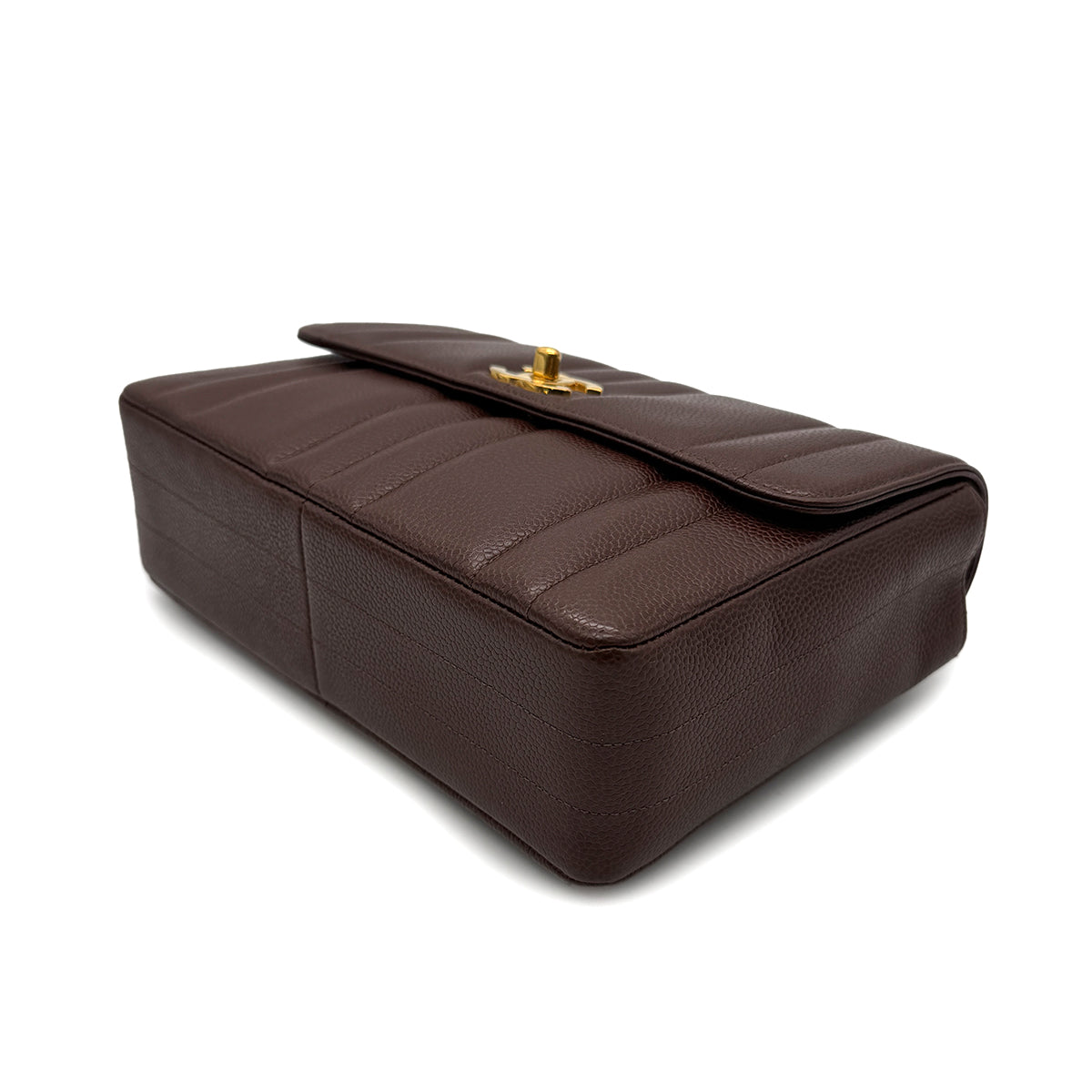 CHANEL VINTAGE MADEMOISELLE CHAIN SHOULDER BAG BROWN CAVIAR SKIN 90292733