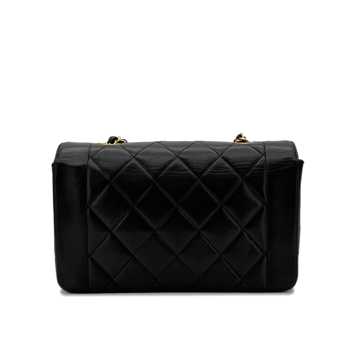 CHANEL VINTAGE DIANA SMALL CHAIN SHOULDER BAG BLACK LAMB SKIN 90292751