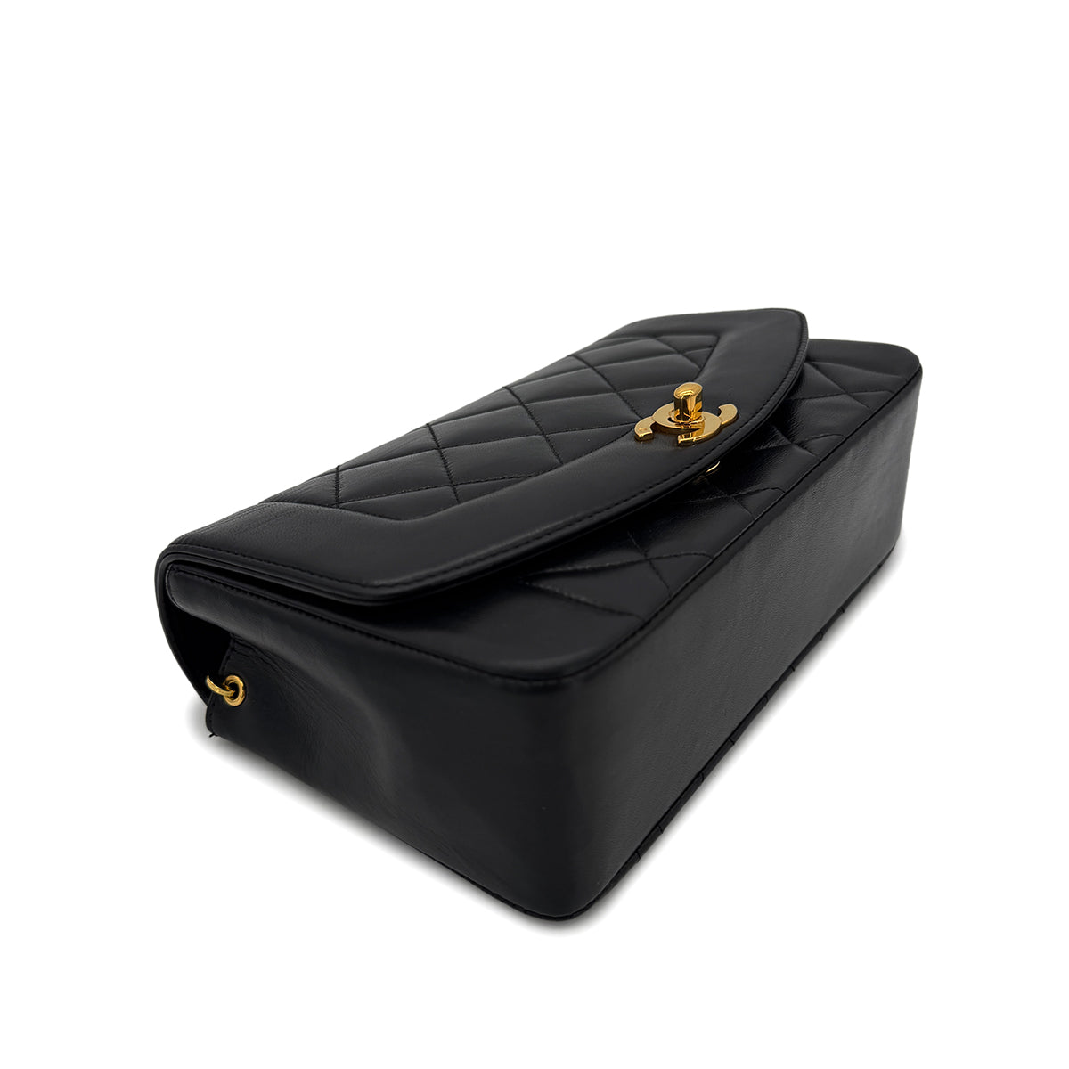 CHANEL VINTAGE DIANA SMALL CHAIN SHOULDER BAG BLACK LAMB SKIN 90292751