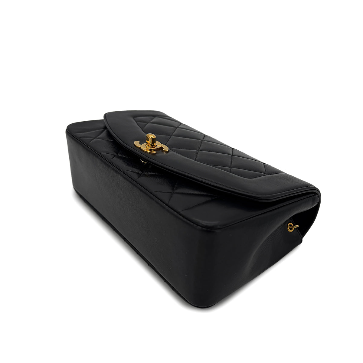 CHANEL VINTAGE DIANA SMALL CHAIN SHOULDER BAG BLACK LAMB SKIN 90292751