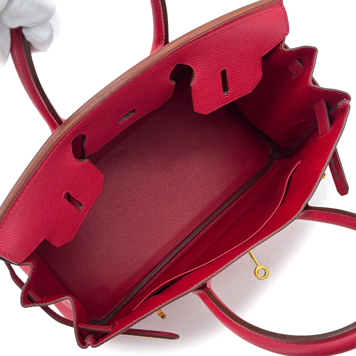 HERMES BIRKIN 30 ROUGE VIF COUCHVEL HAND BAG □D GHW 90293010