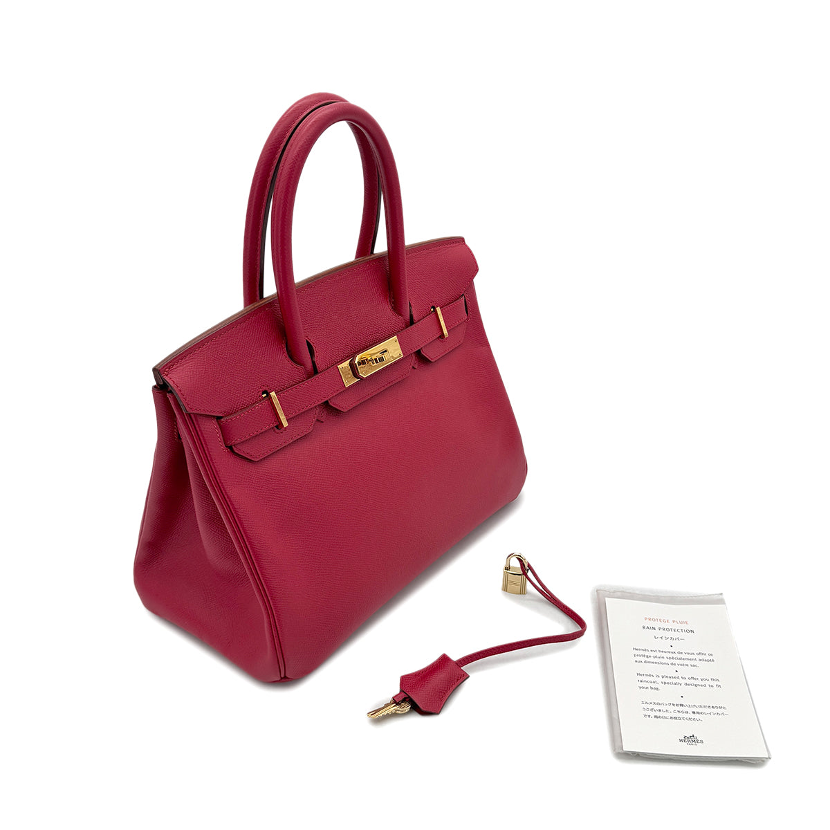 HERMES BIRKIN 30 ROUGE VIF COUCHVEL HAND BAG □D GHW 90293010