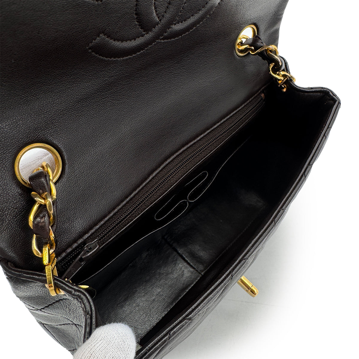 CHANEL VINTAGE MINI MATELASSE 20 CHAIN SHOULDER BAG BROWN LAMB SKIN 90292735