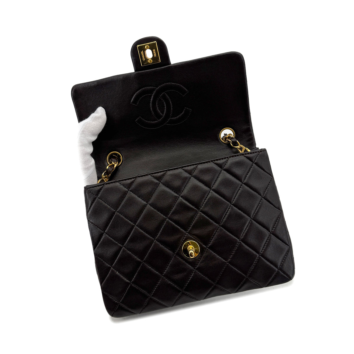 CHANEL VINTAGE MINI MATELASSE 20 CHAIN SHOULDER BAG BROWN LAMB SKIN 90292735