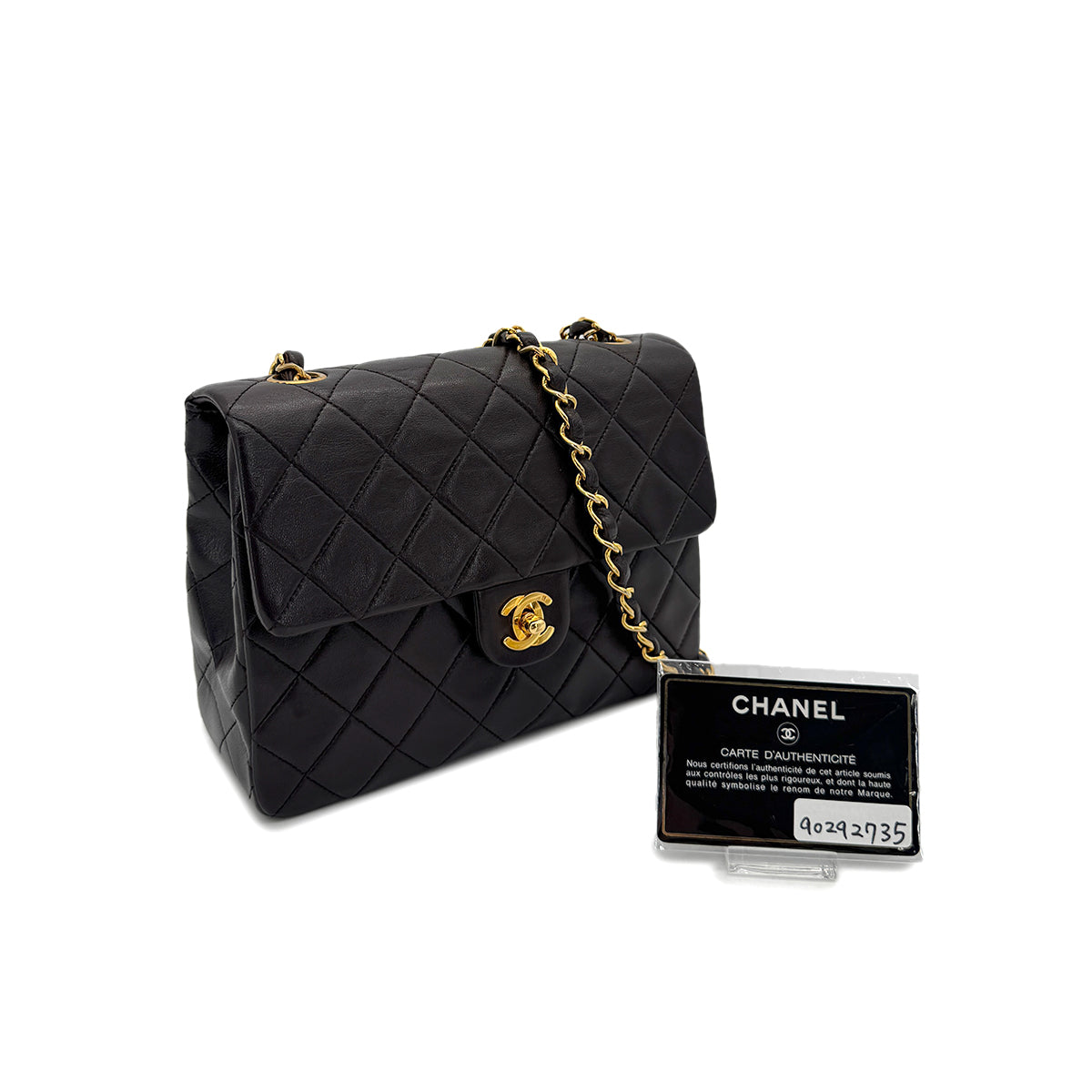 CHANEL VINTAGE MINI MATELASSE 20 CHAIN SHOULDER BAG BROWN LAMB SKIN 90292735