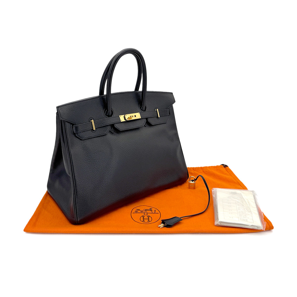 HERMES BIRKIN 35 BLACK ARDENNES HAND BAG □F GHW 90293511