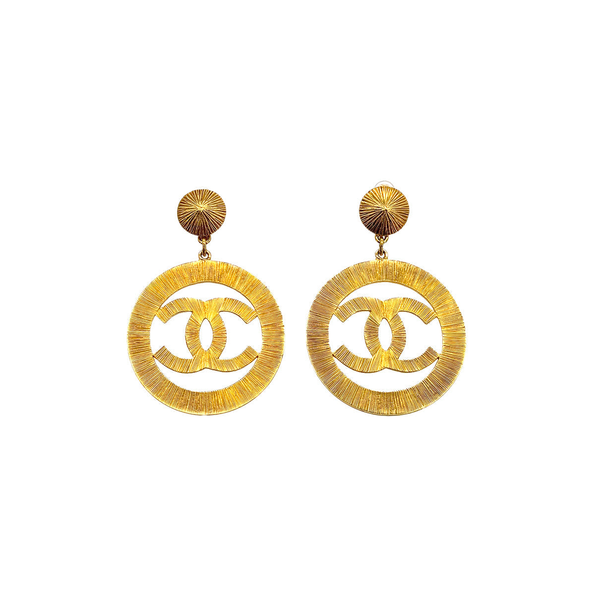 CHANEL VINTAGE EARRINGS BIG COCOMARK ACCESSORY GOLD 93A 90294164