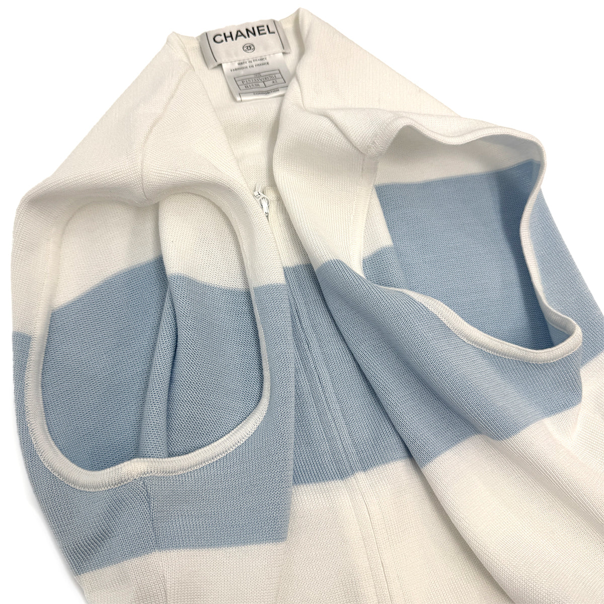 CHANEL VINTAGE SPORTSLINE SLEEVELEES TOPS WHITE BLUE COTTON 42 00S RTW 90294171