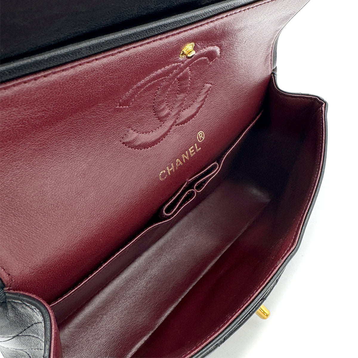 CHANEL VINTAGE CLASSIC FLAP SMALL CHAIN SHOULDER BAG BLACK LAMB SKIN 90294198